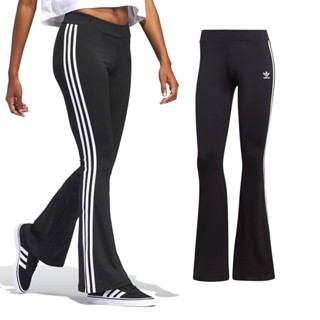 Adidas Originals 女款 黑色 休閒 運動 彈性 喇叭褲 長褲 IN1100