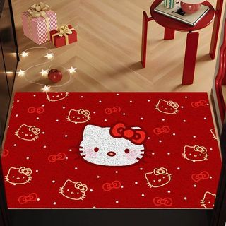 kitty地墊 卡通可愛新年喜慶入戶地墊絲圈入戶蹭土防滑玄關走廊墊 絲圈地墊 刮泥地墊 玄關地墊 可裁剪