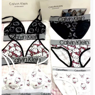 CK聯名hello kitty 凱蒂貓內衣 內衣+內褲 兩件裝 三角杯內衣 比基尼 運動內衣 可拆式胸墊