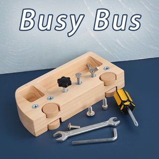 Bus Screwdriver Natural Wooden Baby Busy Board Toddler Inter