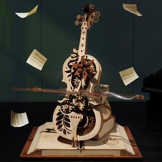 【花仙兒】若客 木質拼裝音樂盒 DIY八音盒 發條式手作模型 秘境大提琴／旋轉木馬／鋼琴音樂盒 女孩生日禮物