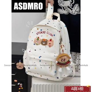 特賣🎀ASDMRO初高中生書包女可愛女生小熊設計感大容量雙肩自製星星背包多夾層後背包 大容量防水後背包 旅行 萌寶
