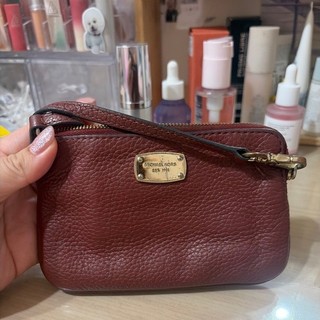 Michael Kors Jet Set紅色款真皮手拿錢 包正品二手7成新