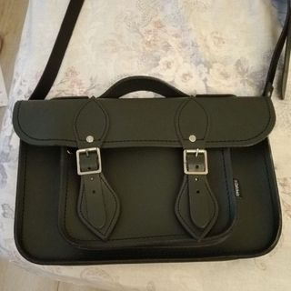 免運 英國 Zatchels 常春藤綠 手工 真皮 劍橋包
