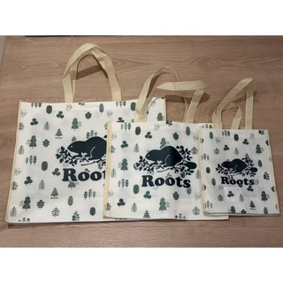 一組3個🌿全新專櫃正品🦫Roots海狸椒鹽灰購物提袋/🌲森林款購物提袋/送禮購物袋/防水購物袋/VIP購物袋/送禮袋