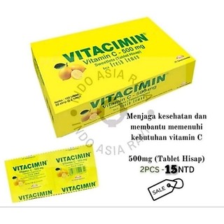 VITACIMIN VITAMIN C-500mg Tablet Hisap Fresh Lemon 2 pcs