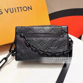 LV 路易威登 MINI SOFT TRUNK 黑色壓紋皮革 軟盒子包 鏈條包 斜背包M55702