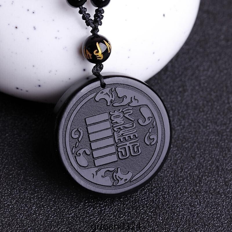 祕法本命卦jin卦吊墜黑曜石jin運天德男女飾品八字喜jin五行開運寶