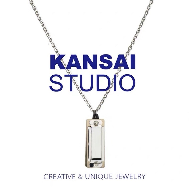 KANSAI鈦鋼可吹聲口琴項鍊土酷蹦迪文藝配飾口哨情侶吊墜鍊子飾品