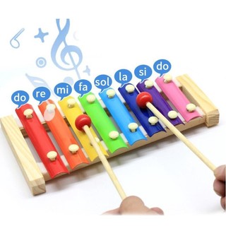 Xylophone Montessori Educational Toy Wooden Eight-Notes Fram
