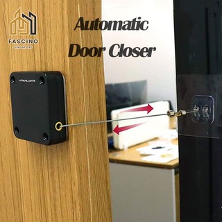 Automatic Door Closer Punch-Free Adjustable Drawstring Close
