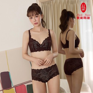 【曼黛瑪璉】超彈力 中腰三角蕾絲內褲 M-XL(馥黑棕)