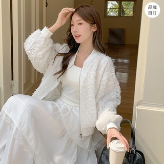 【HARPER】品牌自訂立體蕾絲輕盈拉鍊外套 | 隔日到貨 蕾絲外套 婚禮穿搭【JTZZB49209K】