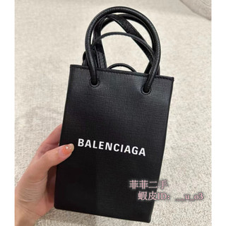 BALENCIAGA 巴黎世家 5938260 黑色 牛皮 手機包 斜挎包 男女同款 手提包 實拍