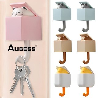 Cute Cat Wall Hooks Self Adhesive Bedroom Door Hangers Keys