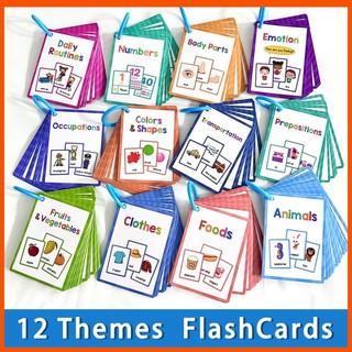 12 themes Flash Cards Family Preschool Education learn Engli
