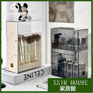 XXIN HOUSE家居館🏠透明壓克力抽屜收納盒 防塵化妝刷化妝筆架 口紅架 桌面化妝品收納架 口紅化妝刷分