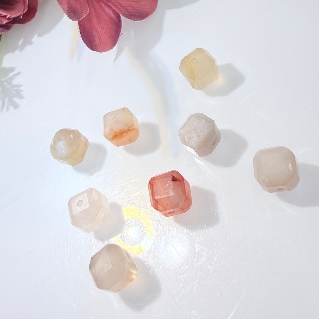CT晶寶💕 櫻花瑪瑙方糖 8mm 天然櫻花瑪瑙 方糖珠 有孔散珠 DIY串珠 手作飾品材料
