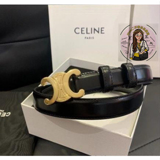 CELINE 塞琳 亮面小牛皮 TRIOMPHE 凱旋門釦 皮帶 腰帶 45AK93A01 女款
