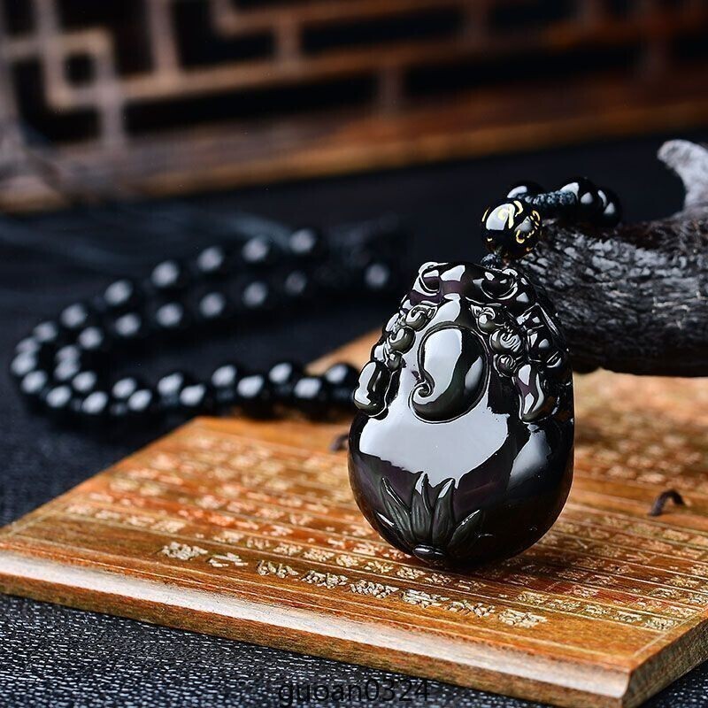 2025年天然彩虹眼冰種黑曜石貔貅鑰匙扣jin曜石吞jin獸吊墜招財納福