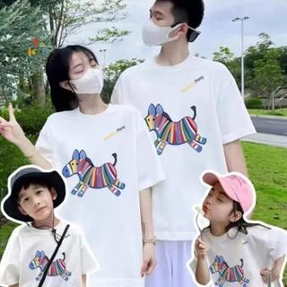 親子裝一家三四口夏季母子女裝高端純棉新款潮全家福短袖T恤 家庭裝 全家福 親子裝 全家裝 母女裝 寬鬆透氣 韓版親子團體