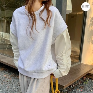 【HARPER】品牌自訂拼接袖內刷毛大學T | 隔日到貨 保暖大學T 刷毛大學T【CLSVA23504K】