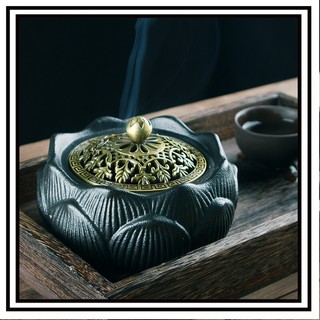 🔥限時下殺🔥陶瓷蓮花香爐創意香插線香座禪意香薰爐室內沉香檀香客廳香薰擺件2026.7.23🔥