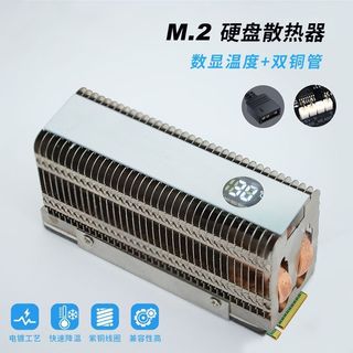 台灣出貨 固態硬碟散熱器 M2 內建散熱風扇 SSD2280 導熱片散熱器 M.2固態散熱器SSD硬碟散熱馬甲雙銅管雙層