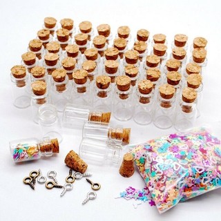 50pcs 12*16mm Mini Small Glass Bottles with Clear Cork Stopp