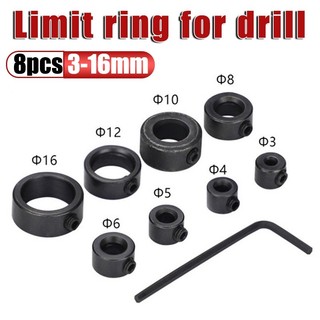 8pcs 3-16mm Bit Limit Ring Woodworking Drill Locator Drill B