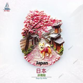 🎐日本柴犬櫻花傳統街道冰箱貼 立體磁性貼 旅行伴手禮 聖誕禮物 家居裝飾貼 磁鐵 冰箱磁鐵 造型磁鐵 創意磁鐵