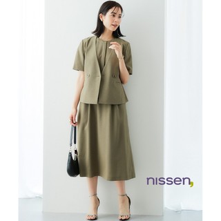Nissen 女裝可洗洋裝套裝 雙排扣外套+長洋裝 輕薄布料