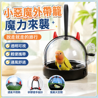 鳥用籠子外帶籠小惡魔房子屋用品鸚鵡亞克力透明專用小窩外出籠