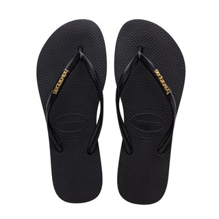 Havaianas Slim Logo Metallic 哈瓦仕 女生 黑金扣 經典款 拖鞋 4119875-1924W