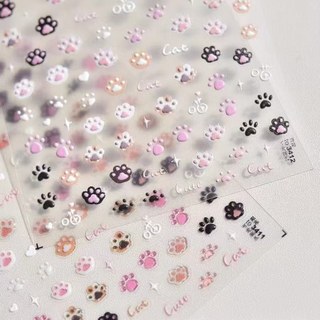 🎀店長推薦🎀小紅書貓爪美甲貼紙浮雕果凍tomoni立體可愛粉色指甲背膠