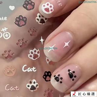 5D兒童指甲貼 卡通指甲貼 指甲貼 浮雕指甲貼 立體指甲貼 小紅書貓爪美甲貼紙浮雕果凍tomoni立體可愛粉色指甲背膠
