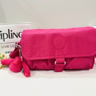 公司貨附發票Kipling 亮桃紅掀蓋拉鍊收納側背包-CHILLY UP KPKI5385T7310OS