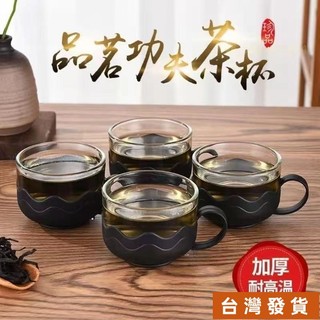🐱台灣下殺🐱 玻璃茶杯家用加厚耐高溫帶把品茗蓮花杯辦公創意小杯子奶茶咖啡杯 V5YH