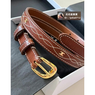 CELINE 賽琳 小牛皮 新款復古皮帶 腰帶 1.9cm 圓形搭扣