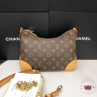 99新 二手 LV 路易威登 Boulogne 帆布老花 牛角包 腋下包 M45832 M45831 單肩包 斜挎包