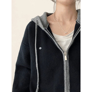 Codibook｜韓國 HIJJOO KAI 徽章拼色連帽針織外套［預購］拉鍊外套 女裝