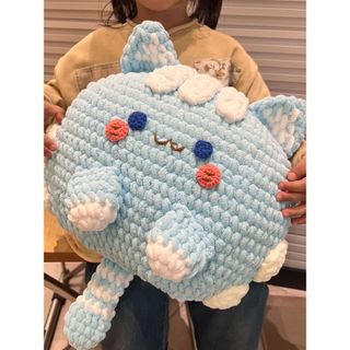 【DU朵拉】冰條線抱枕貓咪粗毛線編織diy材料包手工自制沙發擺件成品送女友 附帶教程 手作禮物 生日禮物