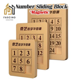 Number Sliding Block Magnetic Puzzle Wooden Exercise Brain E