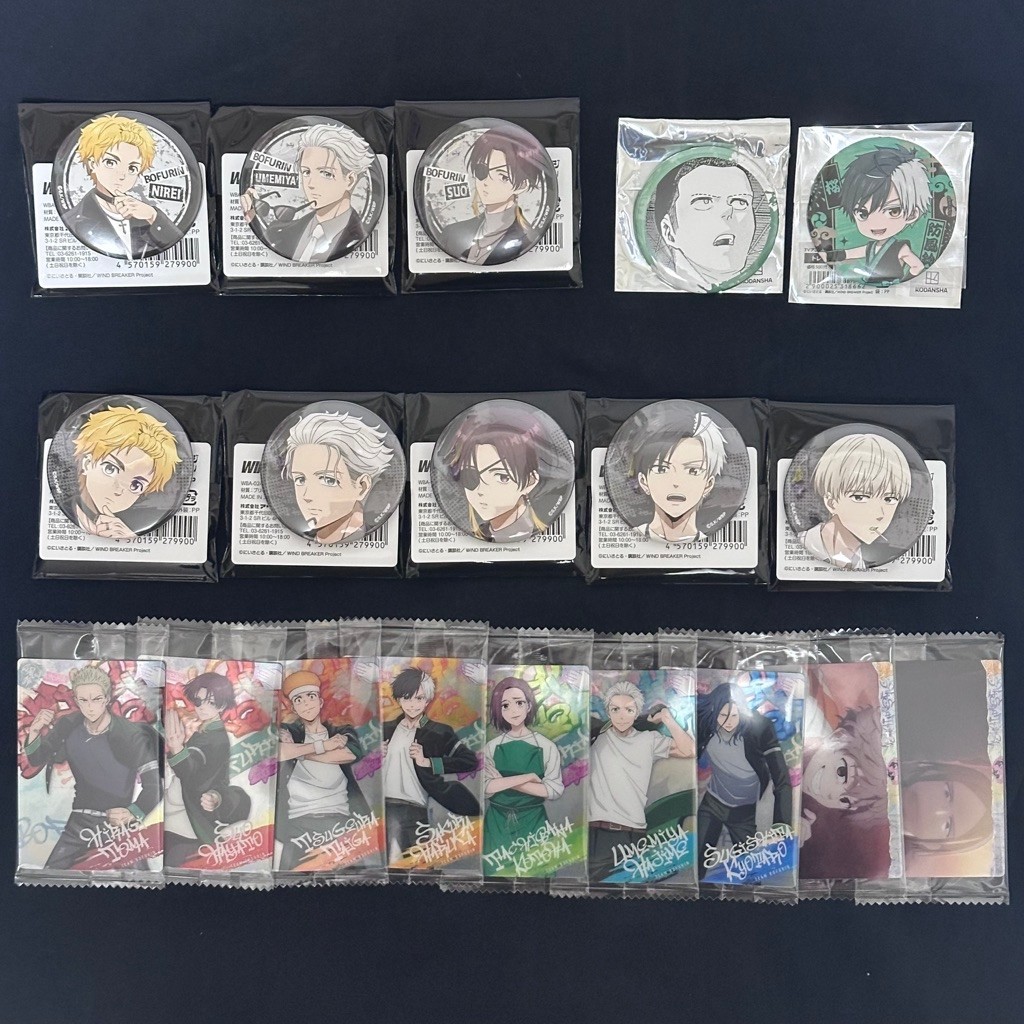 防風少年 櫻遙蘇枋梅宮榆井杉下柊兔耳山佐狐 Bandai 威化餅卡💚搖滾系列 櫻遙蘇枋梅宮榆井梶 徽章🖤