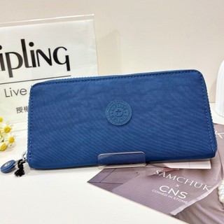 公司貨附發票Kipling 晨霧藍多卡拉鍊長夾-MONEY WORLD KPKI54115PZ1