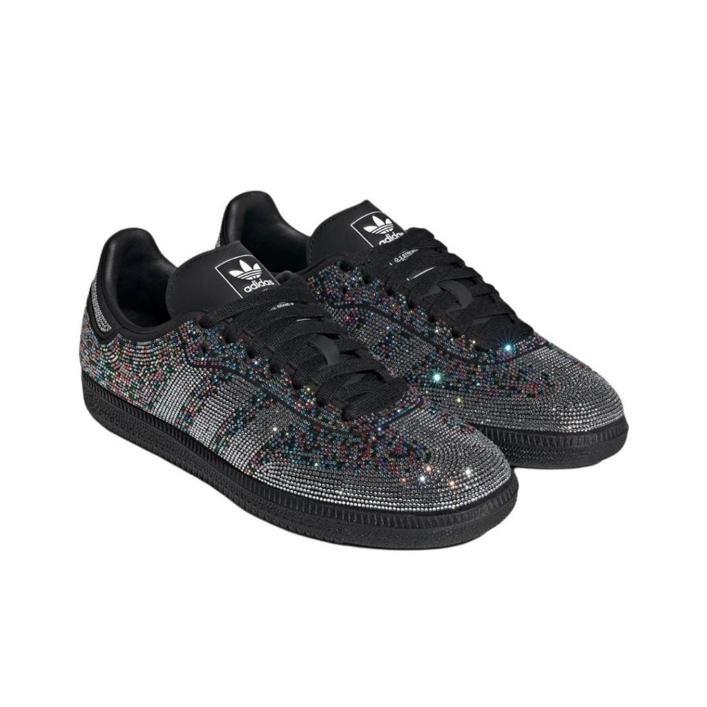 🚀尚品 adidas originals SAMBA OG 新款彩虹水鑽 板鞋 休閒鞋 男女同款 黑色 日系