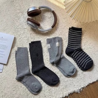 ST korea miu裡miu氣的灰色系組合自帶清冷高級感很miu風灰色秋冬女堆堆襪子260507-444