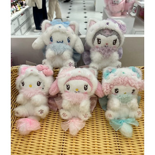 【奶油貓咪系列】緞帶白貓三麗鷗Sanrio Kitty毛絨公仔吊飾掛件鑰匙圈