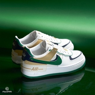 Nike W AF1 Shdow 女 白綠藍 拼接 AF1 低筒 經典 皮革 運動 休閒鞋 DZ1847-102