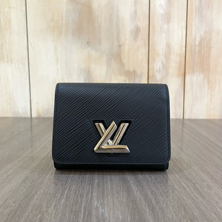 Louis Vuitton M64414黑水波紋Epi銀扣Twist三折短夾